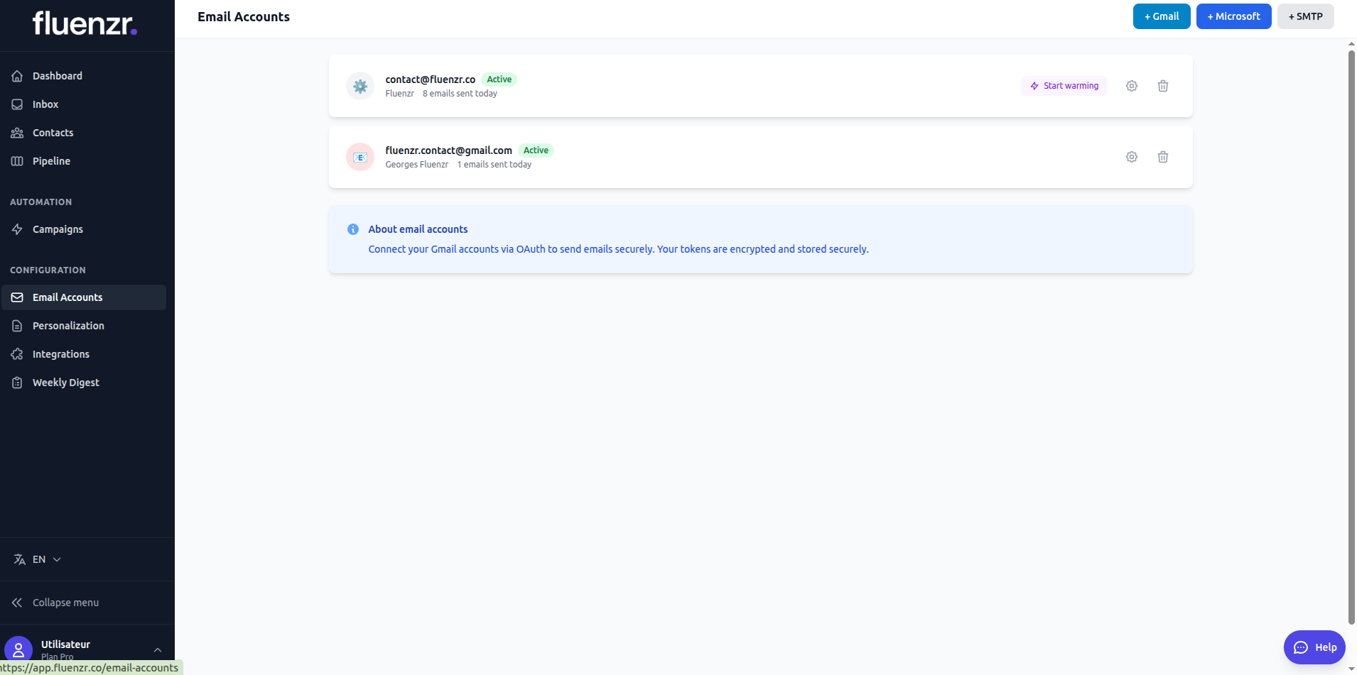 Vos propres boîtes email